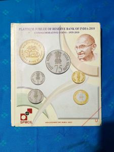 RBI Platinum Jubilee UNC Coin Set 75 Rs Silver