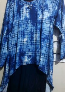 Long tie-die design blue top