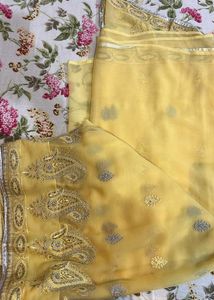 Embroidered Bright Yellow Saree 🟡💛
