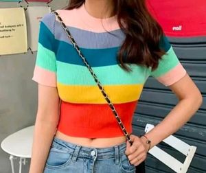 Rainbow Striped Knit Top