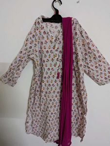 Floral Print Kurti with Dupatta