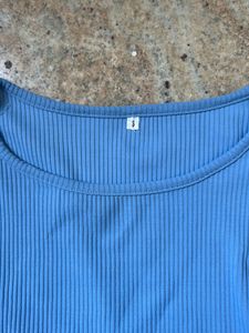 Ribbed Blue Crop Top