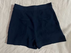 Navy Blue Tie Waist Shorts