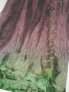 Wine Colour With Dark Green Mix up Saree Georgette