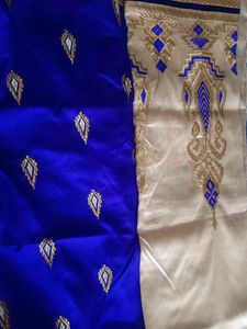 Elegant Blue Embroidered Fabric