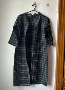 Stylish Black And Grey Kurti With Koti Or Shrug