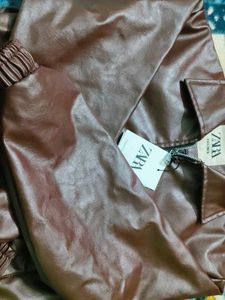 Zara Brown Faux Leather Jacket