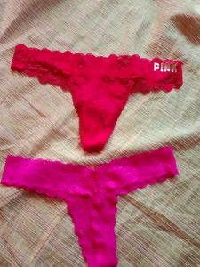 2 Victoria's Secret PINK Lace Thong Set