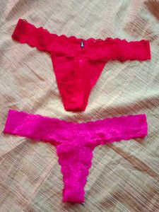 2 Victoria&#39;s Secret PINK Lace Thong Set