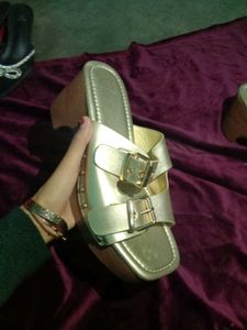 Gold Buckle Platform Sandals
