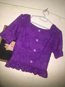 Purple Eyelet Top