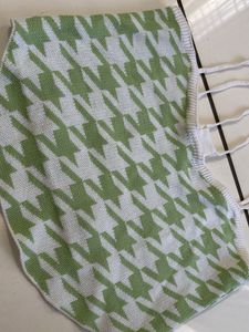 Green Houndstooth Knit Crop Top