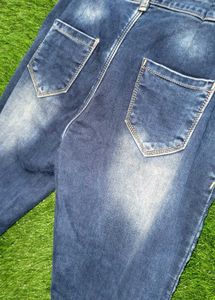 Stylish Distressed Blue Denim Jeans