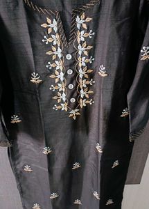 Chanderi Silk Embroiderd Kurta And Pant Set