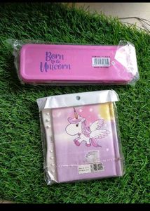 🦄Unicorn Button Lock Diary &amp; Pencil Case Set