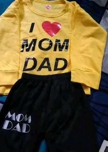 I Love Mom Dad Kids Tshirt Pant Set