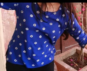 Blue Floral Short Kurti