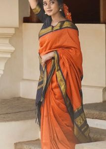 Cotton saree sungudi orange