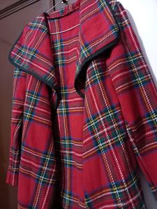 aesthetic red checkered flannel coat