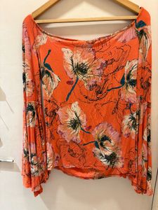 Floral Print Bell Sleeve Top