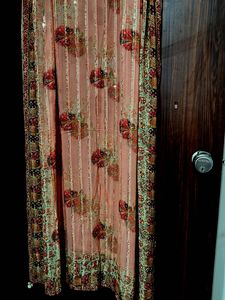 Peach Embellished Party Wear Kurta Sets