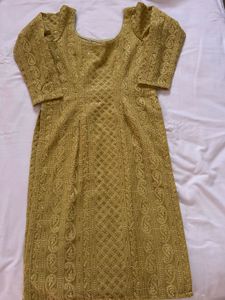 Chikan Kari Sequence Scoop Neck Kurta