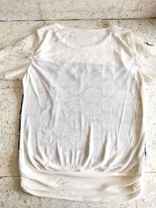 Withe Top With Flower Design