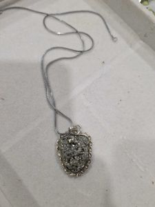 Pyrite Pendant With Silver Chain