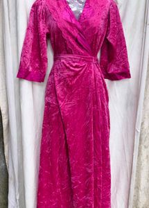 83010. Pink Velvet Wrap Dress