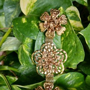 Elegant Golden Long Brooch