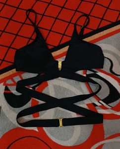 Chic Black Crisscross Bikini Top