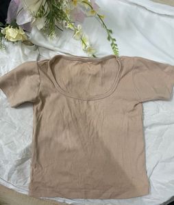 Beige Korean Crop Top