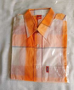 Orange and white check shirt for boys