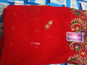 Anushree Embroidered Red ♥️ ♥️😍😍Saree