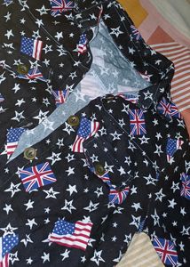 Black Printed Jacket For 10 To 12 Year Girl
