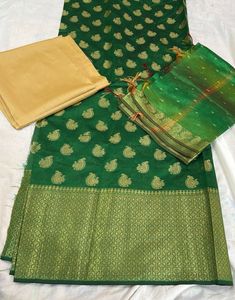 Green Paisley Banarasi Suit Material
