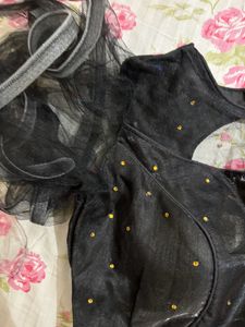 Fancy Sleeve Black Blouse