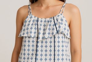 Printed Ruffle Tank Top