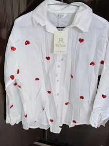 De'four White Heart Print Shirt