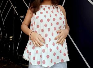 Polka Dot Pleated Top