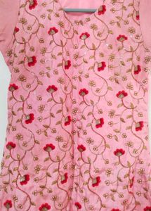 Pink Embroidered Kurti/Kurta