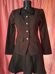 Brown Skirt Suit Set