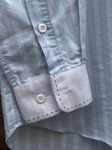 Light Blue And White Striped Korean Shirt