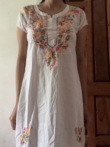 Embroidered Kurti with Floral Palazzo Pants