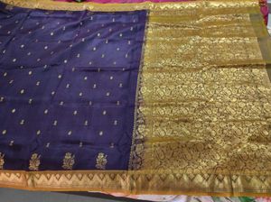 Purple & Olive Green Kanchipuram Silk Saree