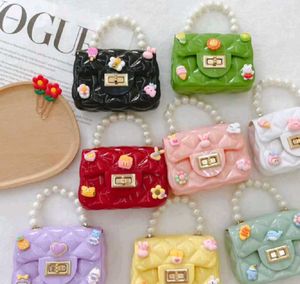 Cute Kids Pearl Handle Sling Bag with Cartoon &amp; Fl