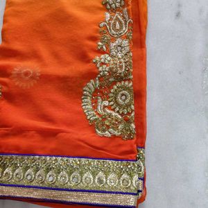 Elegant Orange Ombre Saree