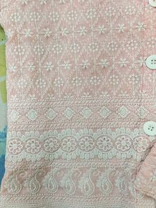 Pink Floral Embroidered Button-Down