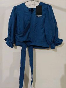 Blue Wrap Top