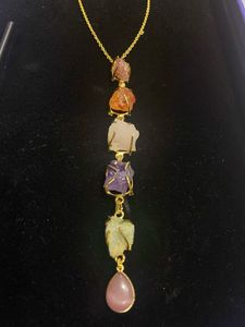 Natural Gemstone Tie Pendant Necklace